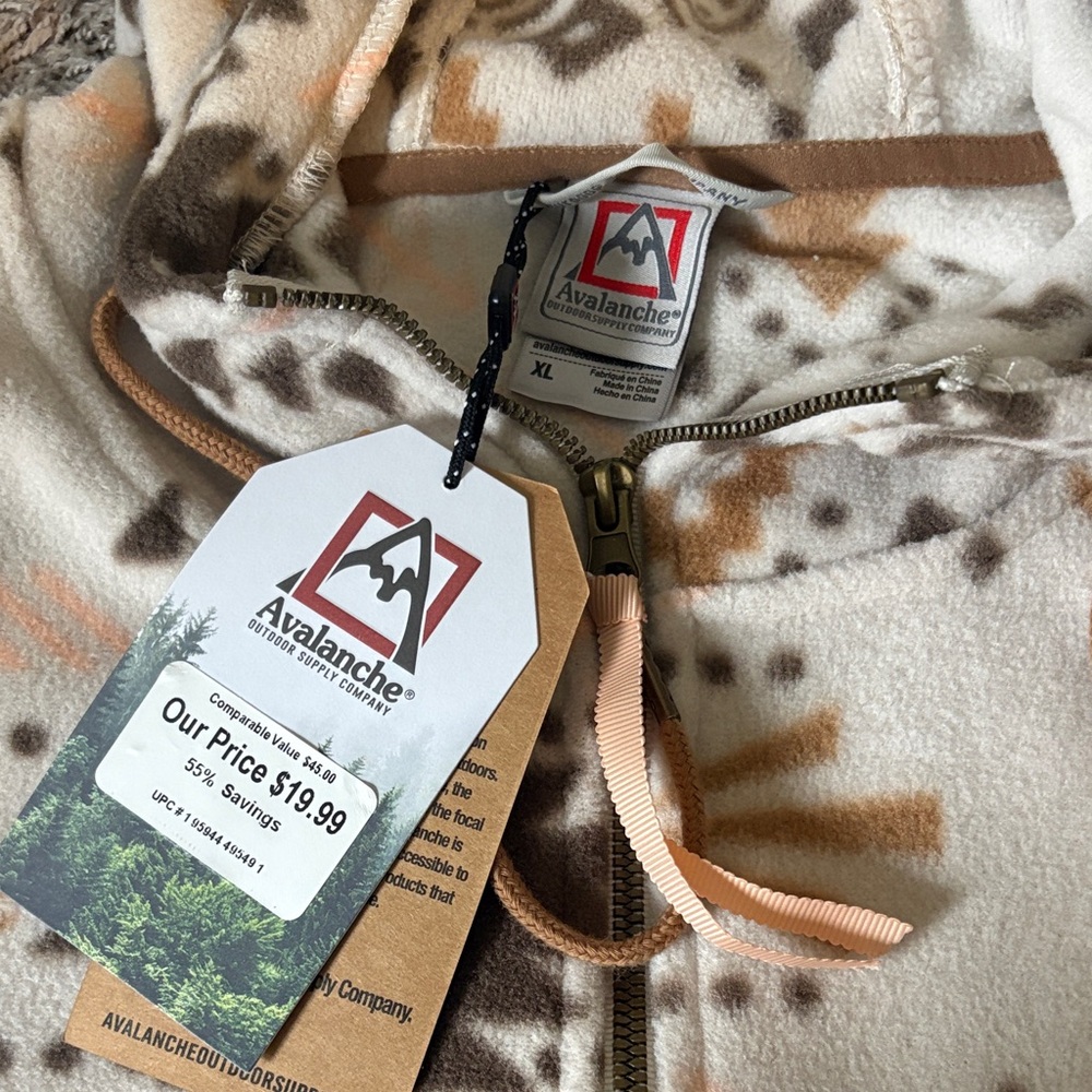 Avalanche Cream, Brown, Tan Aztec Half-Zip Hoodie - Picture 2 of 2